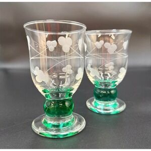 Vintage Eamon Shamrock Goblets - Irish Coffee Glasses - St. Patricks Day Barware